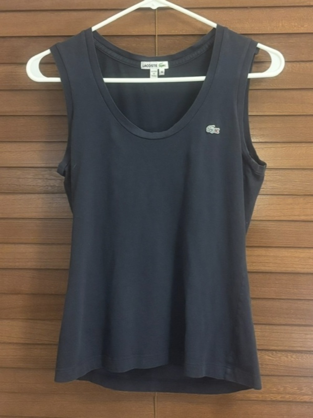 Lacoste Navy Blue Sleeveless Tank Top Size 36 Classic Croc Logo